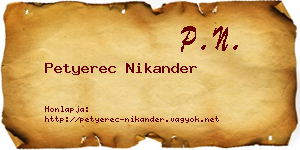 Petyerec Nikander névjegykártya